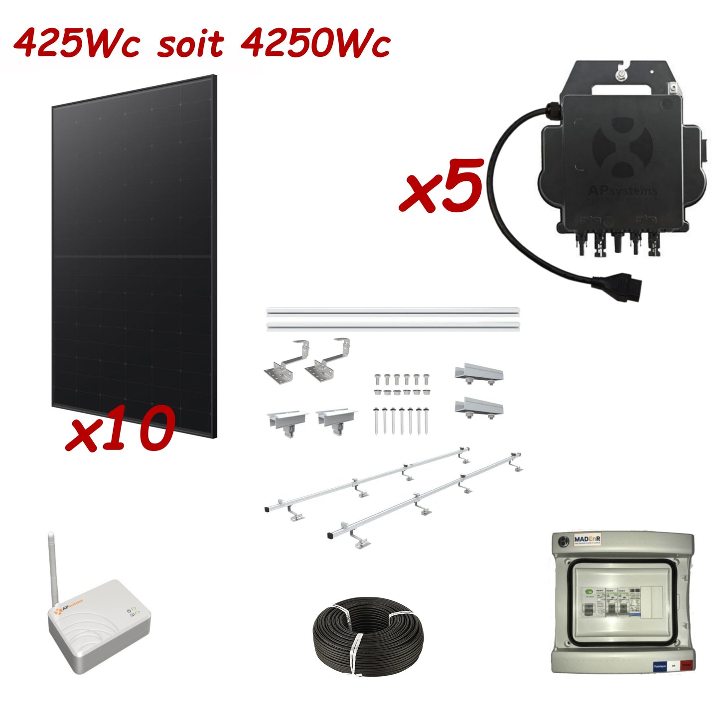 Kit Panneaux Autoconsommation 4250Wc APSystems - Monophasé + Boîtier de suivi